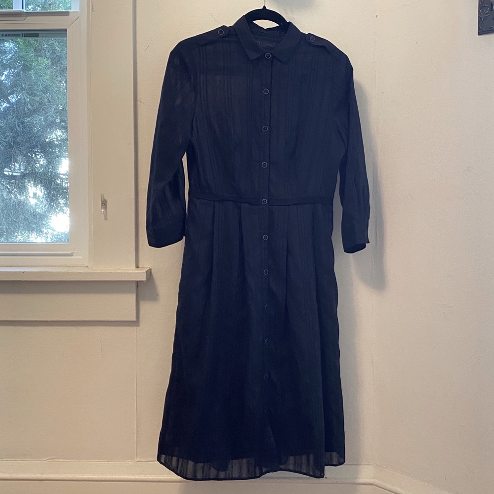 ATM Midnight Blue Stripe Shirtdress